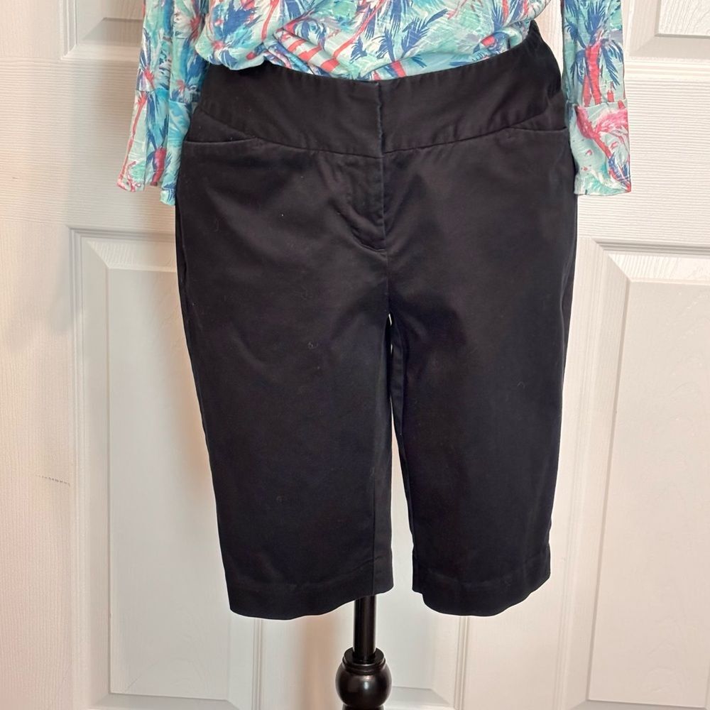 Worthington Black Modern Fit Satin Finish Bermuda Chino Casual Shorts Size 4